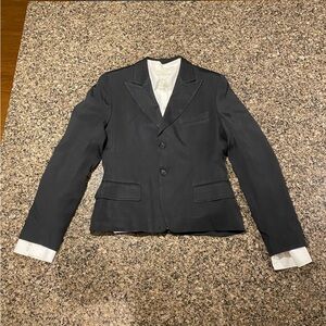 CALVIN KLEIN Classic Vintage Black Linen Blazer Size 6